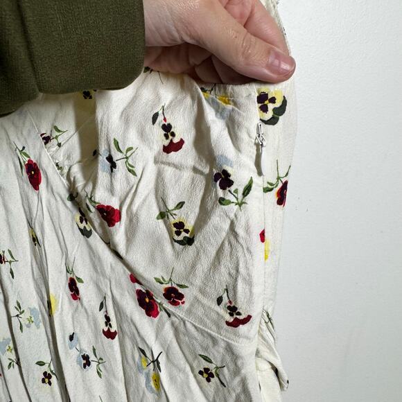 Gap x DOEN Midi Dress Women 4 Cream Floral Feminine Tradwife Cottagecore Peasant - Picture 10 of 13